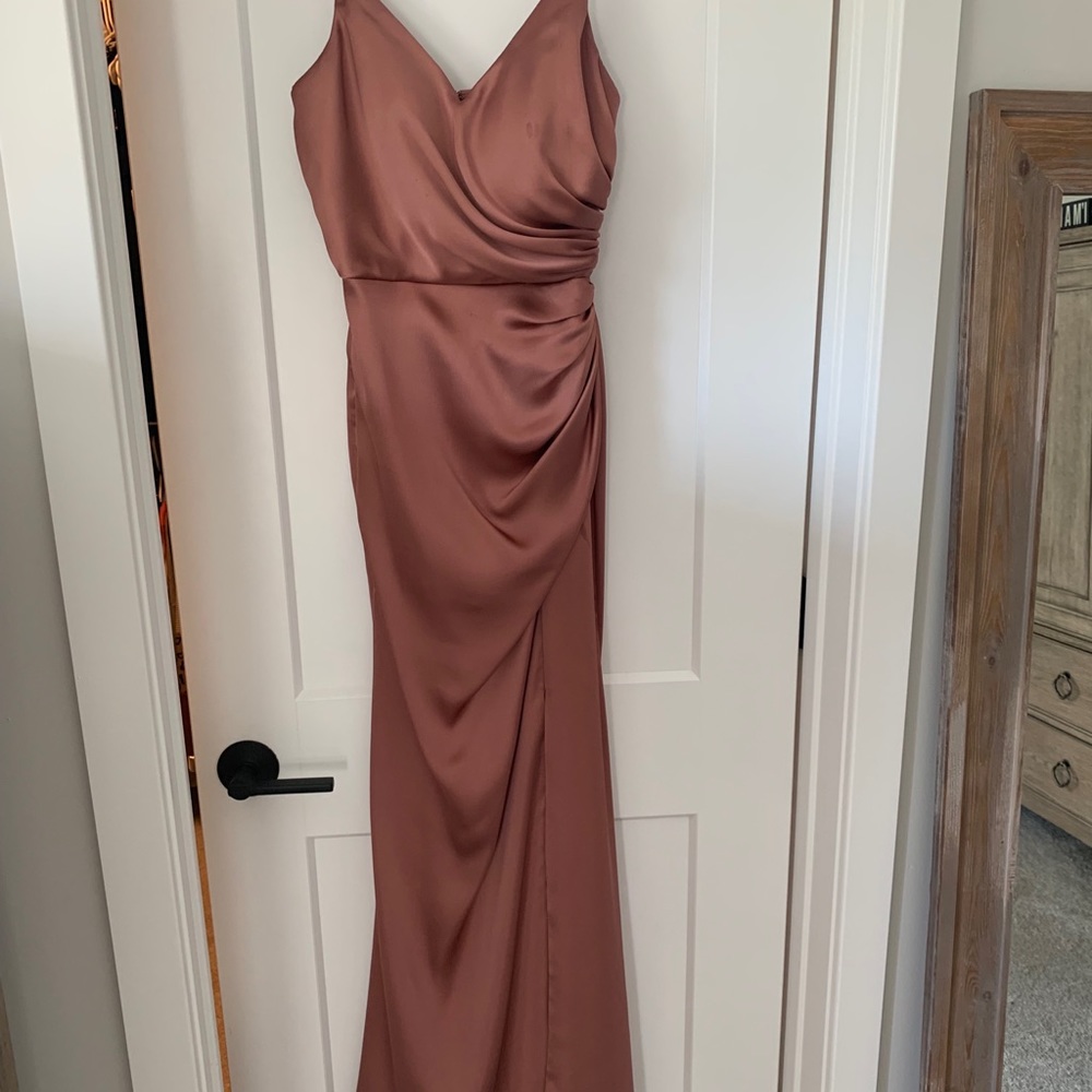 Revelry Rory Satin Dress in Desert Rose